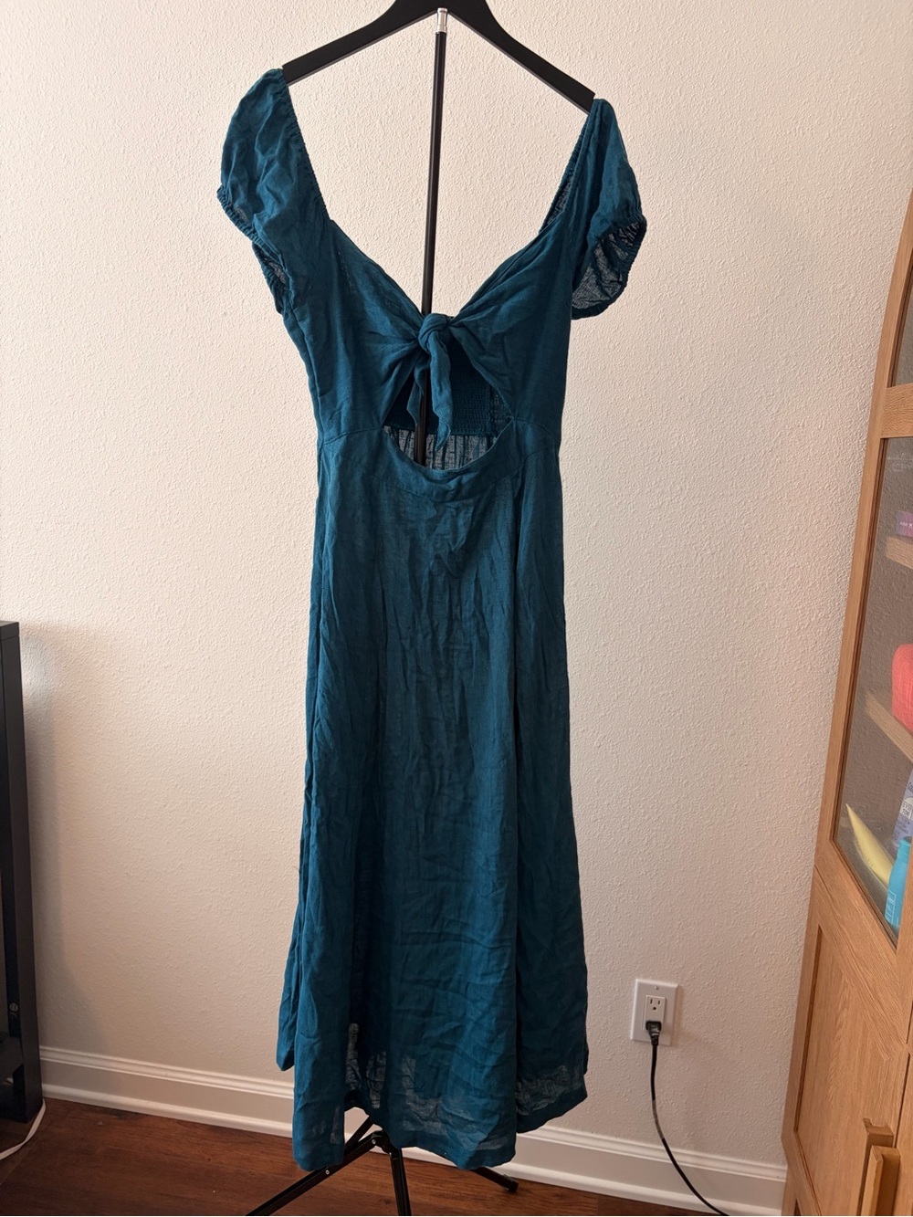 Free People Women’s Teal Tie-Front Midi Dress